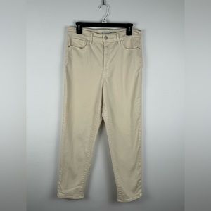 Athleta Sculptek Straight Leg High Rise Denim Ankle Jean Size 12 Bone/Cream